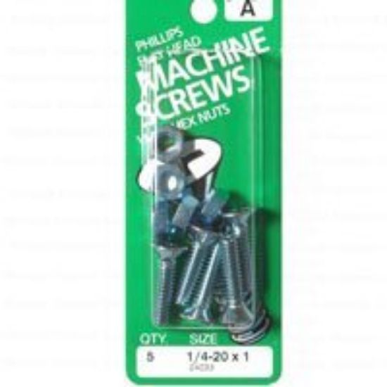 Picture of Machine-Screw With-Nuts Zinc-Plated 1/4-20 TPI 20 x 1"