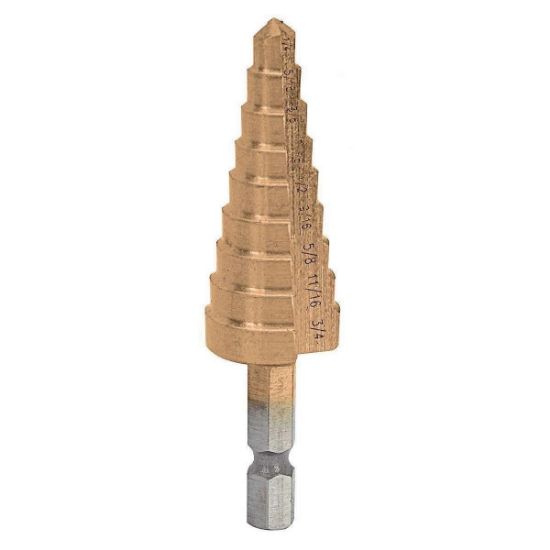 Picture of Step-drill Titanium-coated 1/4"-shank 9-steps 1/4"-3/4"