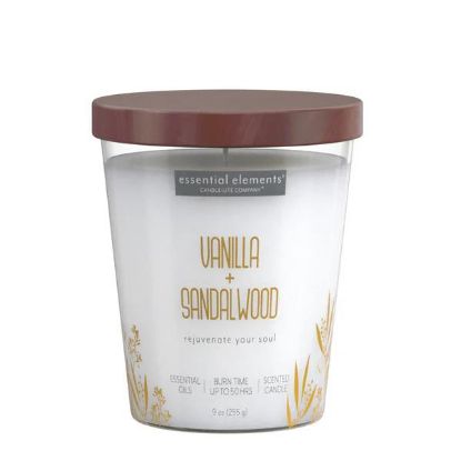 Picture of Essential Elements 9oz Jar W/ Wooden Lid- Vanilla & Sandalwood