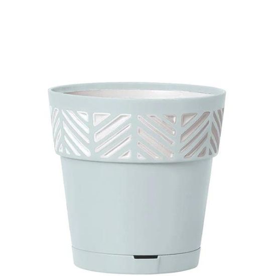 Picture of Mosaic Plastic Pot, Sky Blue/white, 7.5"
