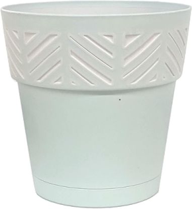 Picture of Mosaic Plastic Pot, Sky Blue/white, 9.9"