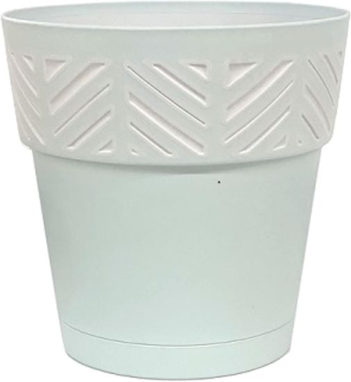 Picture of Mosaic Plastic Pot, Sky Blue/white, 9.9"