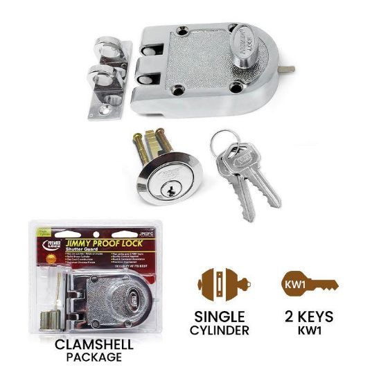 Picture of Dead-Bolt Vertical-throw Drop-Bolt Jimmy-Proof Flat-strike Die-cast Satin-chrome