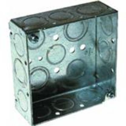 Picture of Electrical-Box Square Steel Welded 4" X 1-1/2" 1/2"-3/4"-knockouts