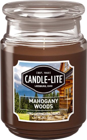 Picture of Jar-Candle Scented Candles, Mahogany Woods Fragrance, One 18 Oz. Single-wick Aromatherapy Candle Wit...