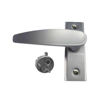 Picture of Lever-handle Narrow-stile Mortise Lock Aluminum-finish Reversible