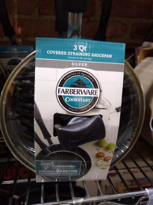 Picture of Cookstart 3 Qt Covered Straining Saucepan- Silver