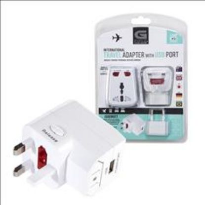 Picture of Travel Adapter W.usb 1 Amp Charger 110-220v -white