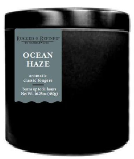 Picture of Candle-lite Rugged & Refined® Ocean Haze Single-wick 9oz Black Tin Candle