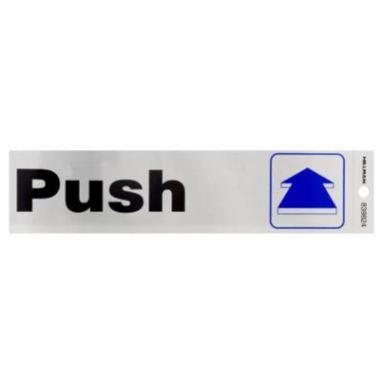 Picture of Sign Self-adhesive Silver Vinyl Push Horizontal 2" X 8"