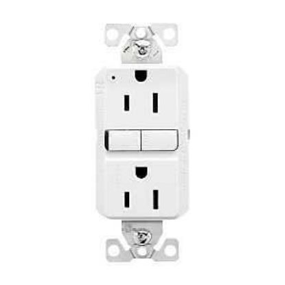 Picture of Electrical-outlet Self-test Duplex-receptacle 15-amp 135 V Double-pole 3-wire Tamper-resistant White...