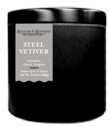 Picture of Candle-lite Rugged & Refined® Steel Vetiver Single-wick 9oz Black Tin Candle