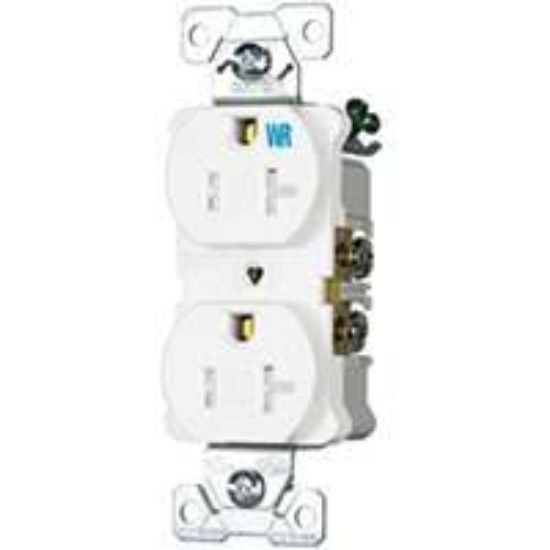 Picture of Duplex-receptacle Commercial-grade Tamper-resistant Weather-resistant 20-amp 2-pole 5-20r White