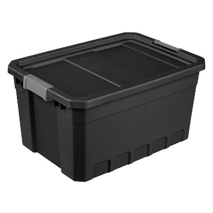 Picture of Sterilite 14869006 Stacker Tote, Plastic, Black, 25-3/4 In L, 18-3/8 In W, 13-1/4 In H