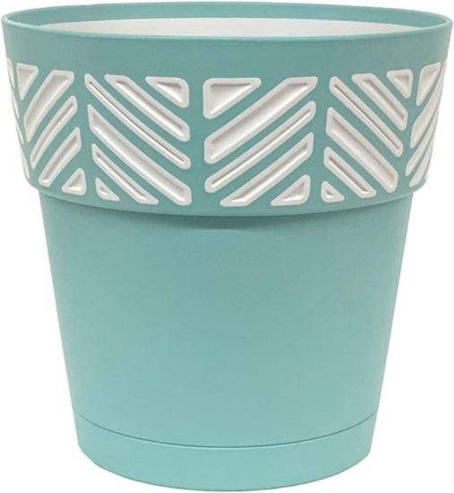 Picture of Plastic Pot Plastic Mosaic Aqua Blue 9.8"