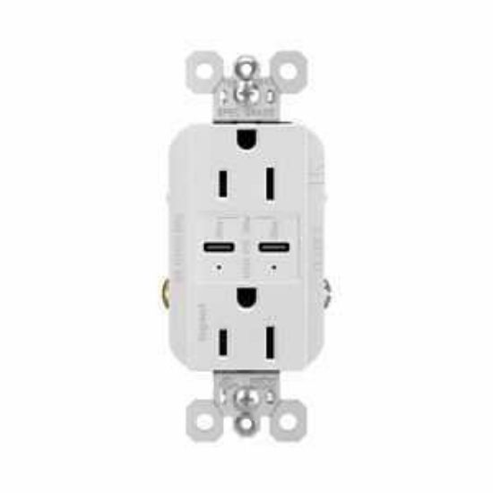 Picture of Legrand Radiant Series R26usbpdwcc6 Outlet, 2-pole, 15 A, 125 V, 2-usb Port, Usb-c Usb, Nema: Nema 5...