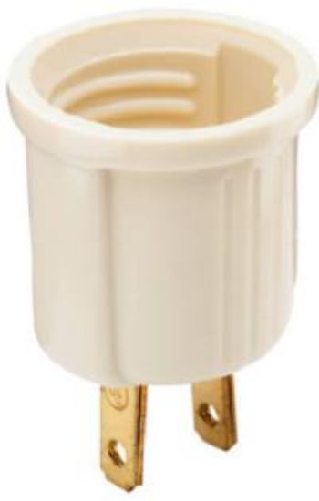Picture of Socket-adapter Light-bulb-plug 2-pole 2-wire 125-volt Keyless Ivory