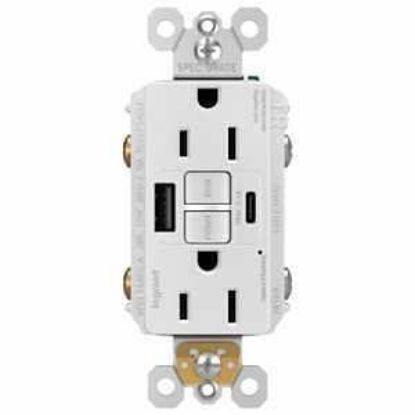 Picture of Duplex Outlet Tamper-resistant Gfci 125-volts 15-amps Usb-a Usb-c White
