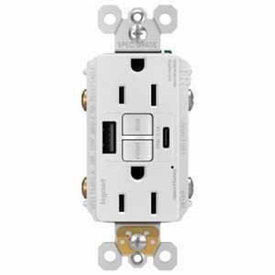 Picture of Duplex Outlet Tamper-resistant Gfci 125-volts 15-amps Usb-a Usb-c White