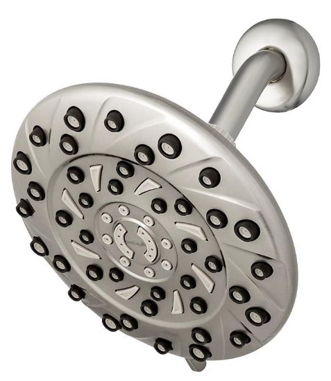 Picture of Waterpik Rainfall+ Series Shower Head With Powerpulse Massage, 1.8 Gpm, 6-spray Function, Brushed Ni...