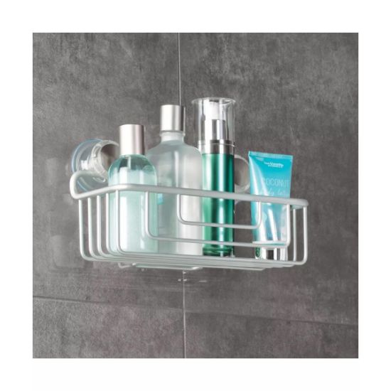 Picture of Shower-caddy Metro Rustproof Aluminum Turn-n-lock Suction-mount Bathroom Basket Silver