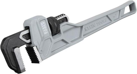 Picture of Klein Tools 14-inch Cast Aluminum Pipe Wrench, Heavy Duty Adjustable Plumbing Wrench With I-beam Han...