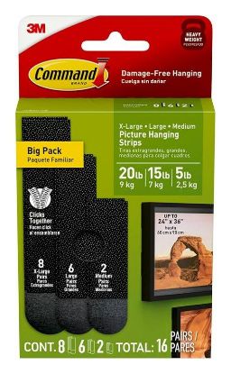 Picture of Command Picture Hanging Strip, 20 Lb, Foam Black, Adhesive