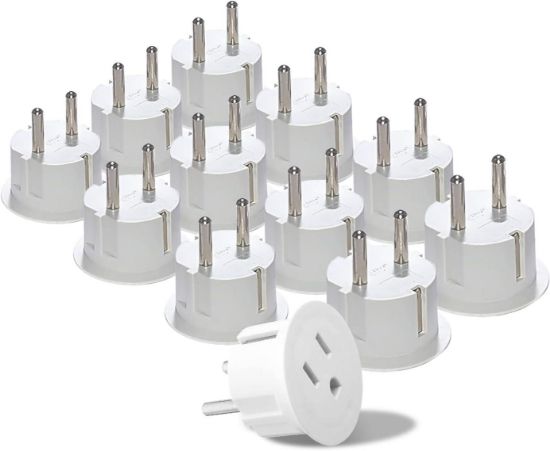Picture of Orei American Usa To European Schuko Germany Plug Adapters Ce Certified Heavy Duty - 12 Pack