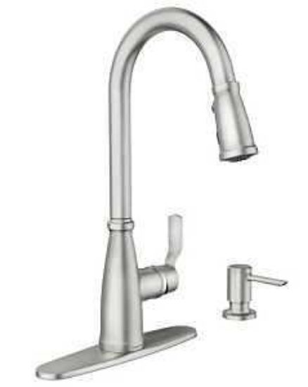Picture of Kitchen-faucet Single-handle High-arc With-dispenser Stainless-steel