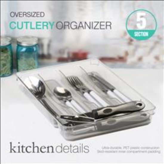 Picture of Cutlery-Tray 5 Compartment Clear W. Grey Non Slip Interior