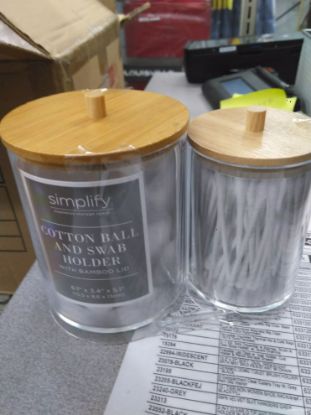 Picture of 2-in-1 Clear Q Tip And Cotton Holder W/ Bamboo Lid