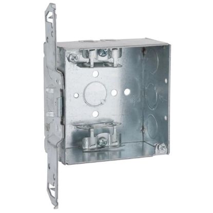 Picture of Electrical-Box 4" Square Welded 2-1/8"-deep Bx-clamps 1/2"-ko Ts-bracket Flush