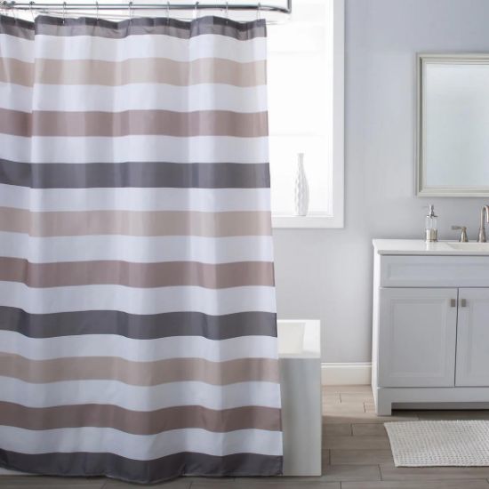 Picture of Shower-Curtain Cabana Fabric Wr Wht/gry/taupe 180 X 180cm 95-100 Gsm