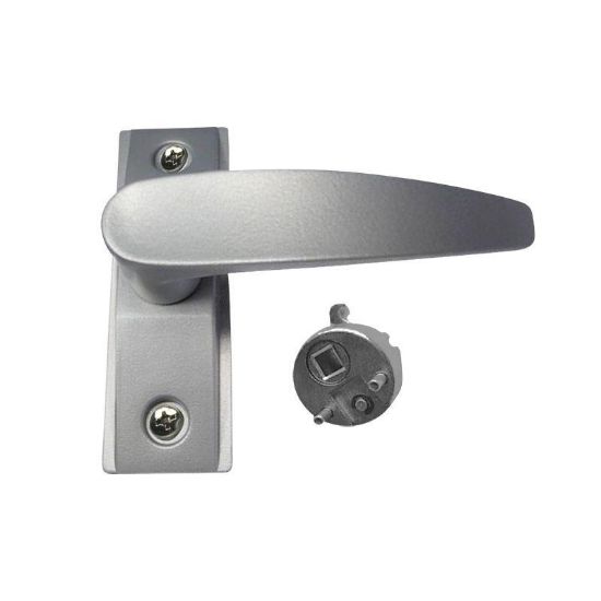 Picture of Lever-handle Narrow-stile Mortise Lock Aluminum-finish Reversible