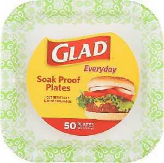 Picture of Disposable-plate Square Paper Green-victorian 10-1/4"