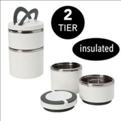 Picture of Round Twist 2 Tier Stainless Steel Insulated Lunch Box