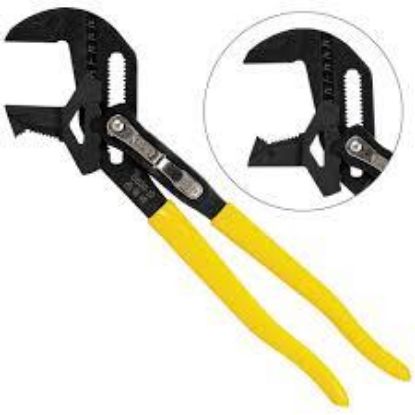 Picture of Pliers Wrench, 10 In Oal, 2 In Jaw, Lever Adjustment, Yellow Handle, 3/8 In W Jaw, 1 In L Jaw