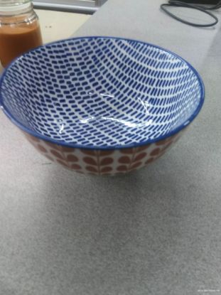 Picture of Stamped Bowl 4" Orange Blue Blossom