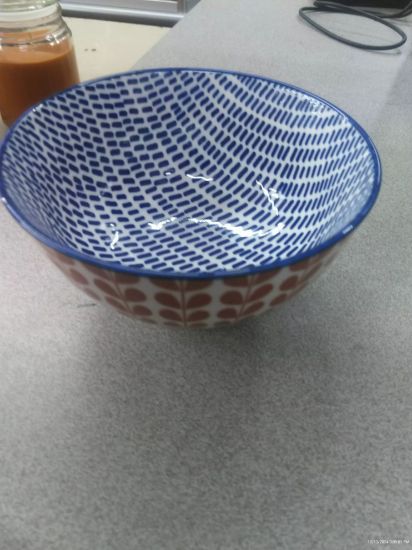 Picture of Stamped Bowl 4" Orange Blue Blossom