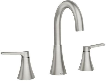 Picture of Moen Mikah, 84312 84312srn Series Bathroom Faucet, 5 In Spout Reach, Brushed Nickel, 1.2 Gpm, 2-hand...